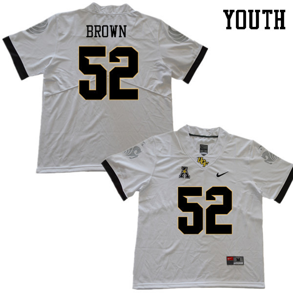 Youth #52 Isaiah Brown UCF Knights College Football Jerseys Sale-White